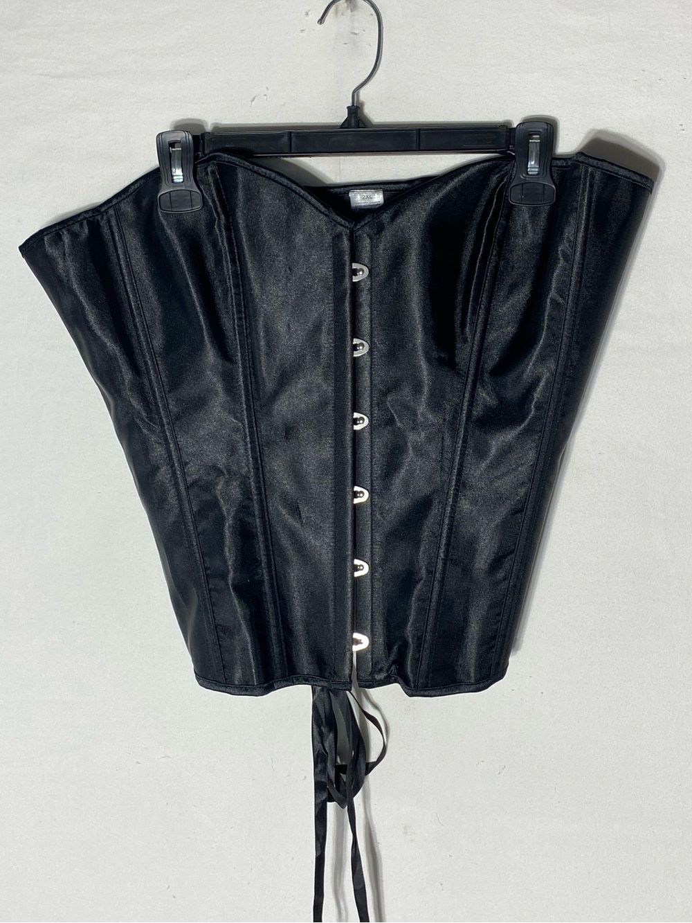Black Satin Strapless Corset Bustier Top Size 2XL Goth Festival Coquette Sexy